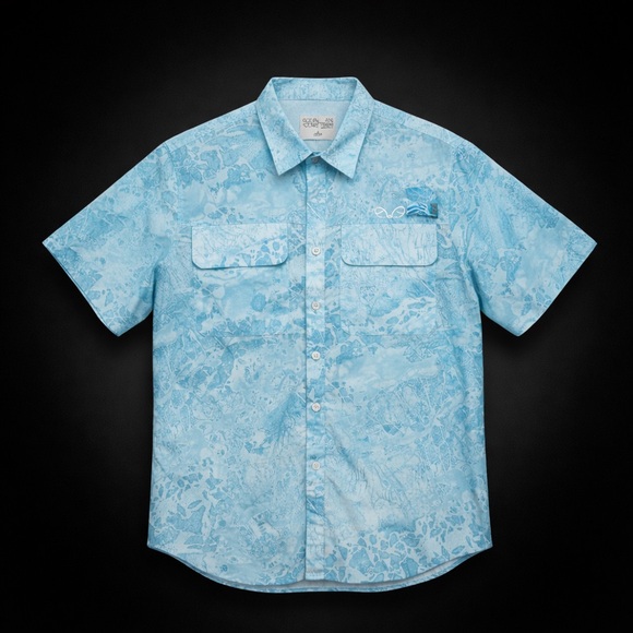 Realtree Other - Realtree Fishing Ocean + Coast Blue Camo Performance Fishing Shirt Mens L